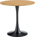 Mobikon Masa rotunda sufragerie mdf infoliat stejar metal negru Reventon 80x74 cm (0000407146)