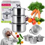  Garnki Edénykészlet Acél Gáz Indukció 4, 5l. 6, 5l. 7, 8l Kamille (KM-5630S)