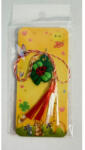 Flippy Martisor pentru Copii, Jolie, Model TRIFOI cu BUBURUZA, din Cauciuc, cu Snur Impletit Alb Rosu, Ambalaj Carton cu Design, Verde mix (teo-165806)