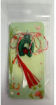 Flippy Martisor pentru Copii, Jolie, Model POTCOAVA cu BUBURUZA, din Cauciuc, cu Snur Impletit Alb Rosu, Ambalaj Carton cu Design, Verde inchis (teo-165809)