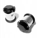  Alagút Plug Strassz Acél Flesh Alagút Fekete 10mm (FT6247-BLACK10mm)