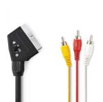 Nedis SCART dugó - 3db RCA dugó kapcsolható SCART kábel 1m (CVGP31130BK10) (CVGP31130BK10)
