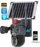  BSG TECH megfigyelő kamera, 4G 2 az 1-ben, Wi-Fi, 12 MP, Ultra HD, kültéri/beltéri, 16000 mAh akkumulátor, riasztó, kétirányú kommunikáció, PIR mozgásérzékelő, 7, 5 W-os napelem és színes éjjellátó, n