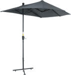 Outsunny Umbrelă Semicirculară cu Manivelă și Acoperiș Anti-UV, 200x190x240 cm, Gri
