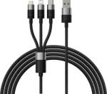 Baseus StarSpeed 3-în-1 cablu de date cu încărcare rapidă USB-A - USB-C/Lightning/MicroUSB 20W 3, 5A 1, 2m Negru