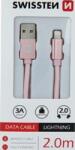 SWISSTEN Cablu de date Swissten Lightning (8pin) 2m - Împletit Roz