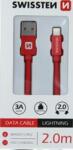 SWISSTEN Cablu de date Swissten Lightning (8pin) 2 m - roșu împletit