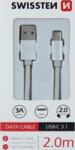 SWISSTEN Cablu de date Swissten USB-C Quick Charge 3A 2 m alb împletit