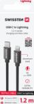 SWISSTEN cablu de date USB-C/Lightning 1, 2m negru împletit