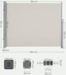 SONGMICS Kihúzható Oldalsó Napellenző Teraszhoz és Erkélyhez Bézs 180 x 350 cm (EUZ-GSA185E) - platinashop