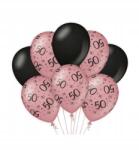  Lufik 50. születésnap rózsaszín-fekete 8 db party dekoráció jubileum 50