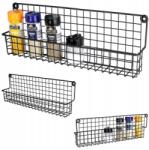 Vilde Fém konyhai polc fürdőszoba fali fekete fűszertartó kozmetikum (229058)