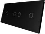 LIVOLO Panou intrerupator simplu+ dublu + simplu cu touch LIVOLO din sticla SmartElectro IntelligentHouse (BB-C7-C1/C2/C1-12)