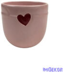  Piros szíves kerámia kaspó nagy 10, 5cm - Rózsaszín