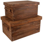 AdTrend Set 2 cutii depozitare lemn maro 51 x 31 x 23, 5, 61 x 38 x 28 cm (106259)