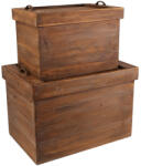 AdTrend Set 2 cutii depozitare lemn maro 42 x 27 x 30, 5, 53 x 35 x 37 cm (106256)