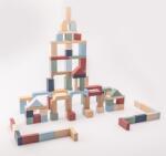 Cubika Jucarie din lemn, Cubika, Kit 100 de piese de constructie - Pastel (KR-16068)