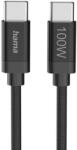 Hama Кабел за зареждане, "Fabric", USB-C - USB-C, 100 W, 3 m, Nylon, black (HAMA-201749) - megamag