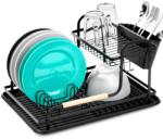 Artemis edényszárító, 2 szintes, fém, fekete, 48, 5x32x23, 5cm, tányér- és evőeszköztartóval (VD-229157)