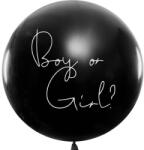 PartyDeco Fekete lufi lány, lány vagy fiú-e, kék konfetti 1 m - PartyDeco (BG36-2-C)