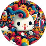 Pictu Hap Ehető papír Hello Kitty szivárvánnyal, 19, 5 cm - Pictu Hap (pic9000166_kruh)