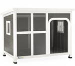 PawHut kutyaház oldalsó ablakokkal, kivehető alappal és nyitható tetővel, 90x62x71 cm, világosszürke