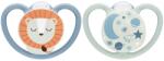 Nuk Suzete de silicon NUK - Space Night, Leu, 18 m+, 2 buc + cutie (10177212)