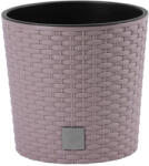 Prosperplast Rattan virágcserép, Prosperplast Rato Round 300, mokka, átmérő: 30 cm, magasság: 27 cm, betéttel, 15 / 15, 3 l, rattan hatású, kerek (TC255397)