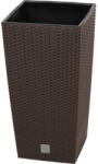 Prosperplast Rattan virágcserép, Prosperplast Rato Square 325, barna, 32, 5 x 32, 5 cm, magasság: 61 cm, betéttel, 21 / 49 l, rattan hatású, négyzetes (TC255332)
