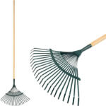 Strend Pro Garden Lombseprű, gereblye, Strend Pro Garden, sötétzöld, 22 fogú, acél fej, fa nyél, 43 cm munkaszélesség, 192 cm nyél (TC211417)