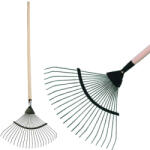 Strend Pro Garden Lombseprű, gereblye, Strend Pro Garden, fekete, 22 fogú, acél fej, fa nyél, 42 cm munkaszélesség, 192 cm nyél (TC211416)