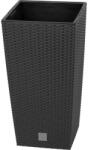 Prosperplast Rattan virágcserép, Prosperplast Rato Square 325, antracit, 32, 5 x 32, 5 cm, magasság: 61 cm, betéttel, 21 / 49 l, rattan hatású, négyzetes (TC255331)
