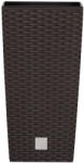 Prosperplast Rattan virágcserép, Prosperplast Rato Square 225, barna, 22, 5 x 22, 5 cm, magasság: 42, 1 cm, betéttel, 8 / 16, 3 l, rattan hatású, négyzetes (TC255328)