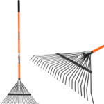 Strend Pro Lombseprű, gereblye, Strend Pro Garden, fekete/narancssárga, 24 fogú, acél fej, üvegszálas nyél, 58 cm munkaszélesség, 120 cm nyél (TC2110395)