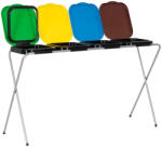 Brius Cos gunoi selectiv 4 compartimente cadru metalic capace pp, 128x42x74 cm, colectare, gri multicolor (HA-1109) Cos de gunoi