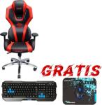 E-Blue Auroza EEC301P Gamer Szék LED Háttérvilágítással Piros-Fekete + Polygon Gaming Szett (EEC301P) (EEC301P)