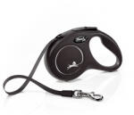 flexi Classic lesă retractabilă tip bandă (S, Până la 15 kg, 5 m, Negru)