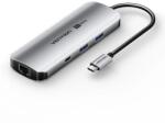 Vention USB-C -> HDMI/USB-C Gen 1/USB 3.0 x 2/RJ45/SD/TF/TRRS 3.5mm/PD (0, 15m Szürke Aluminum Ötvözet) Dokkoló (TQMHB) - digital24