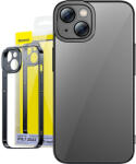 Baseus Glitter husă transparentă și set de sticlă temperată pentru iPhone 14 Plus (negru)
