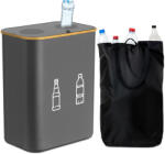 Relaxdays Palackgyűjtő konténer 2 db kivehető belső táskával 160 literes szürke 10051181_111