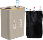 Relaxdays Palackgyűjtő konténer 2 db kivehető belső táskával 160 literes bézs 10051181_127