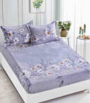 Jojo Home Husa de Pat Cocolino cu Elastic si 2 Fete de Perna 50x70cm, 180x200cm, Mov cu Flori-D146 (D146)