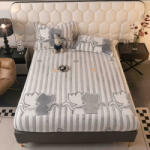 Jojo Home Husa de Pat Cocolino cu Elastic si 2 Fete de Perna 50x70cm, 180x200cm, Gri cu Pisicute-D150 (D150)