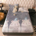 Jojo Home Husa de Pat Cocolino cu Elastic si 2 Fete de Perna 50x70cm, 180x200cm, Gri cu Ursi-D149 (D149)