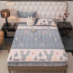 Jojo Home Husa de Pat Cocolino cu Elastic si 2 Fete de Perna 50x70cm, 180x200cm, Gri Crem cu Reni-D160 (D160)