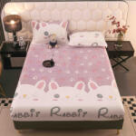 Jojo Home Husa de Pat Cocolino cu Elastic si 2 Fete de Perna 50x70cm, 180x200cm, Crem cu Iepurasi-D156 (D156)
