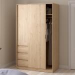  Гардероб Naia с плъзгаща врата, 1 врата и 3 чекмеджета Jackson Hickory