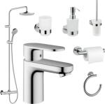 Hansgrohe Set coloana dus si baterie lavoar Hansgrohe Vernis Blend si accesorii baie Hansgrohe Logis, crom (C25812)
