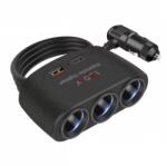 120W Autós Szivargyújtó Elosztó és USB Töltő - 3 aljzat + 2 USB port