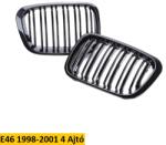  BMW E46 Hűtőrács Vese kétsoros/egysoros rács fényes fekete 4 ajtós 1998-2001 Kétsoros rács